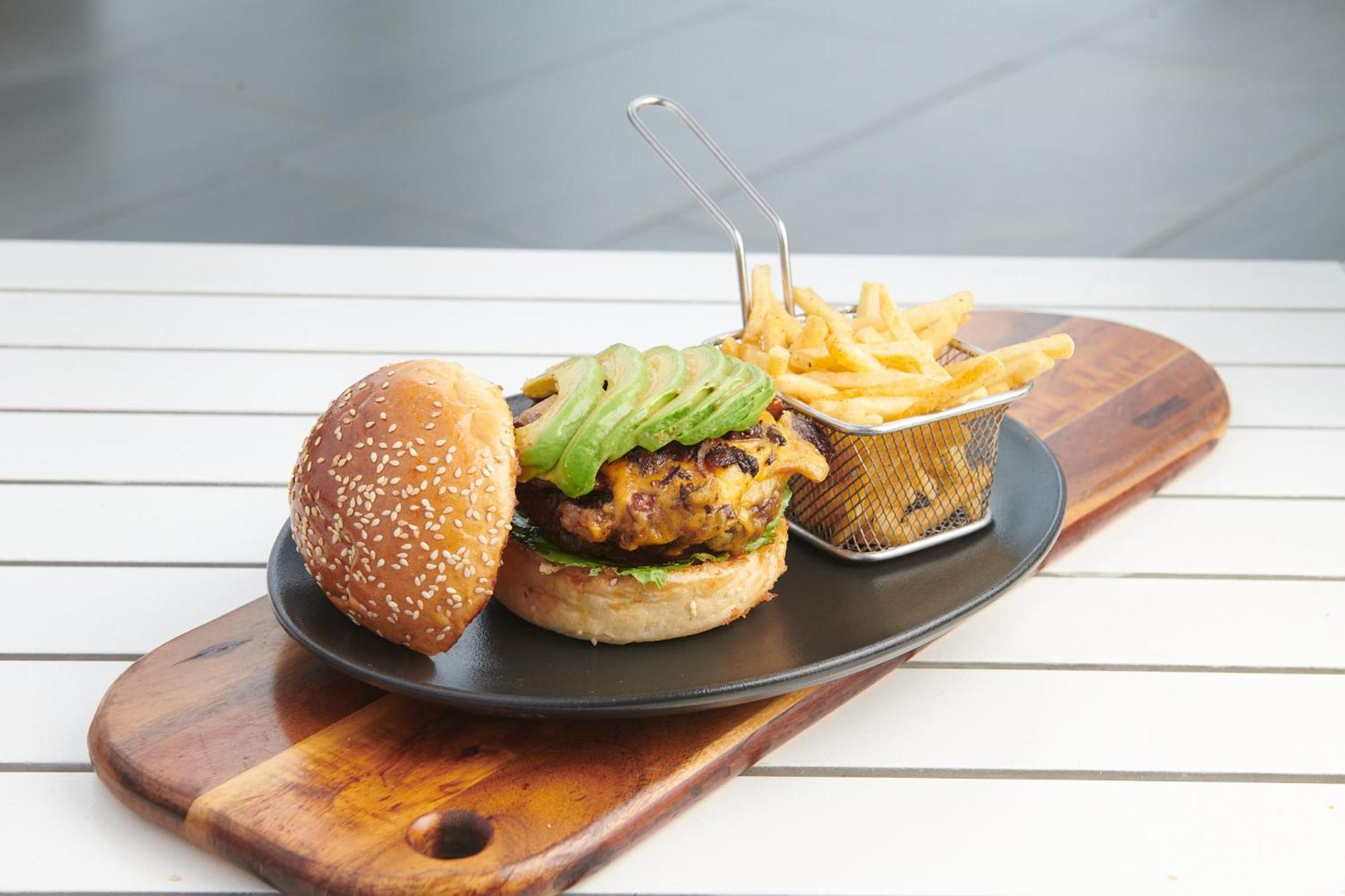 The Capital Zimbali Otel Ballito Dış mekan fotoğraf A vegan burger with avocado and chips